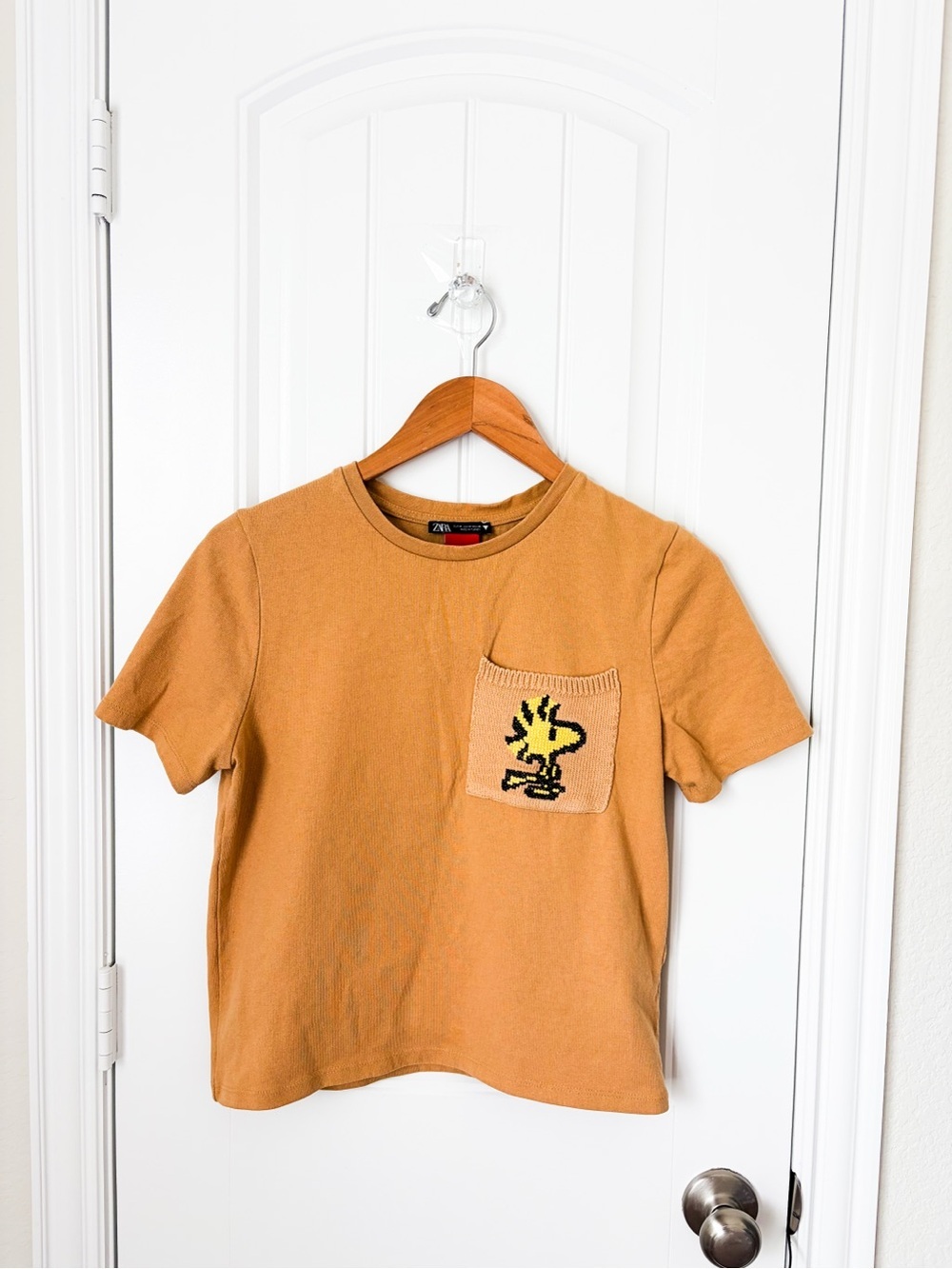 Zara X Peanuts Embroidered Woodstock Snoopy Pocket Tee Size Medium